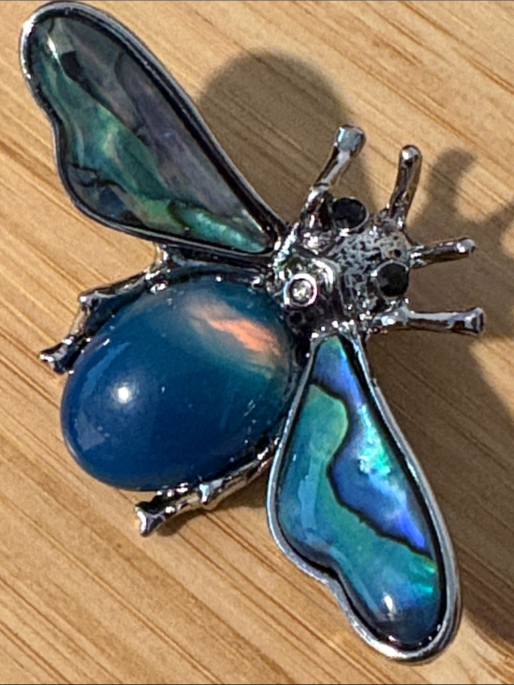 Sodalite & Abalone Bee Accent Pin Brooch Fashion